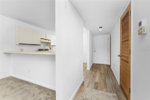 hall featuring light hardwood / wood-style flooring