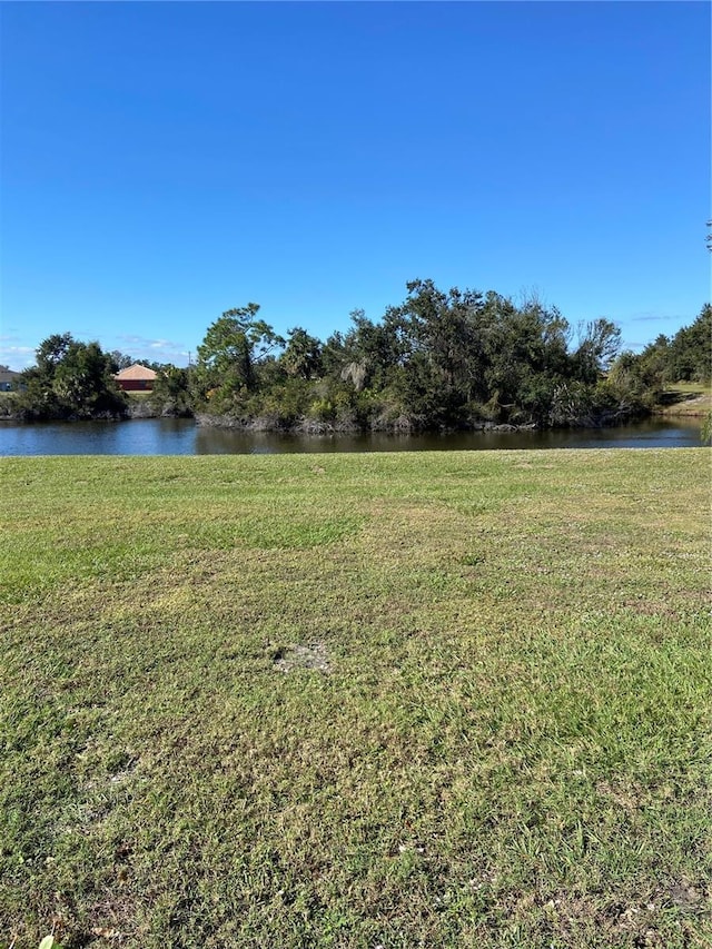 view of yard with a water view