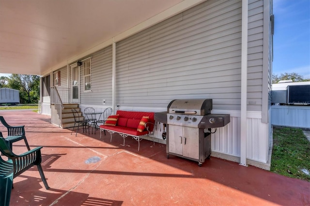 view of patio with a porch and grilling area