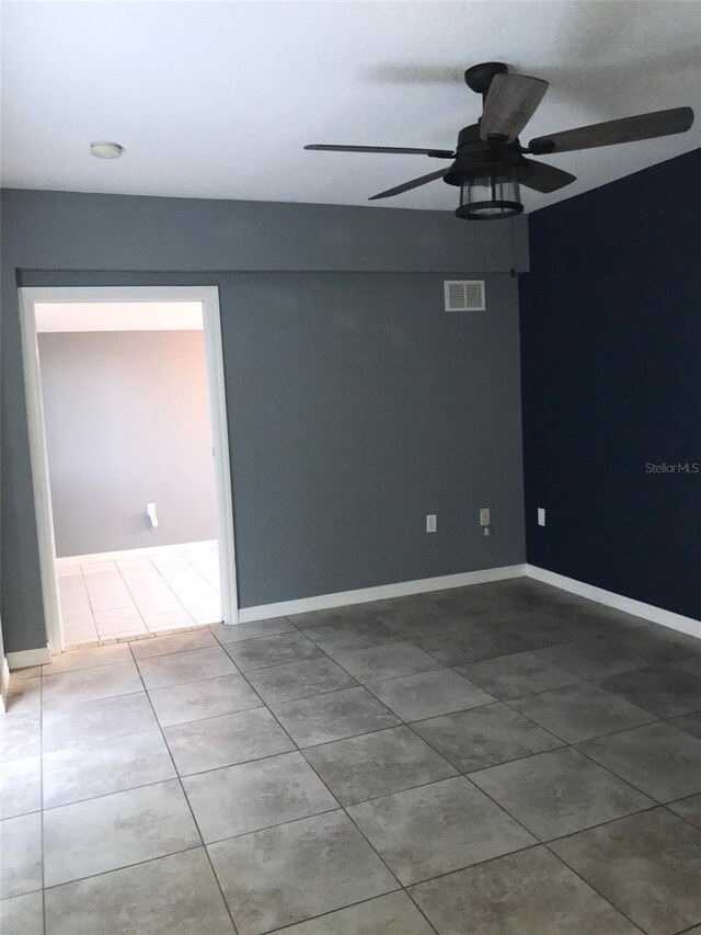 4127 Gardner Dr, Port Charlotte, FL 33952 - tiled spare room with visible vents, ceiling fan, and baseboards