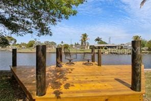 view of dock featuring a water view