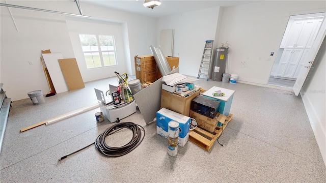 storage area featuring electric water heater