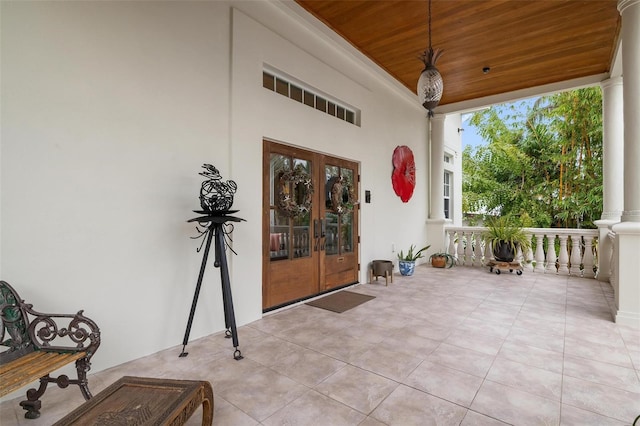 view of patio featuring french doors