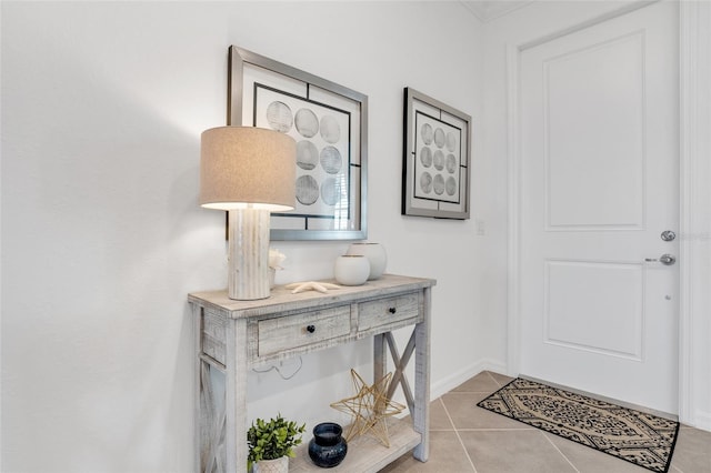 interior space featuring light tile flooring