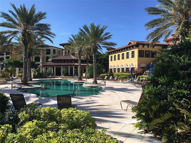 view of pool featuring a patio area