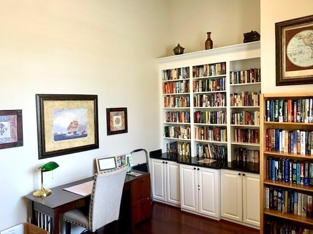 office area featuring dark hardwood / wood-style floors