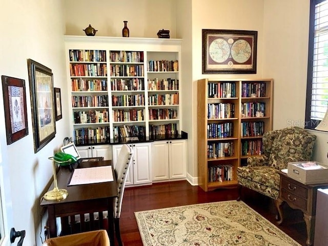 sitting room featuring dark hardwood / wood-style floors