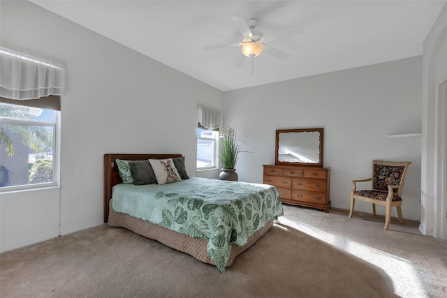 bedroom with carpet floors and ceiling fan