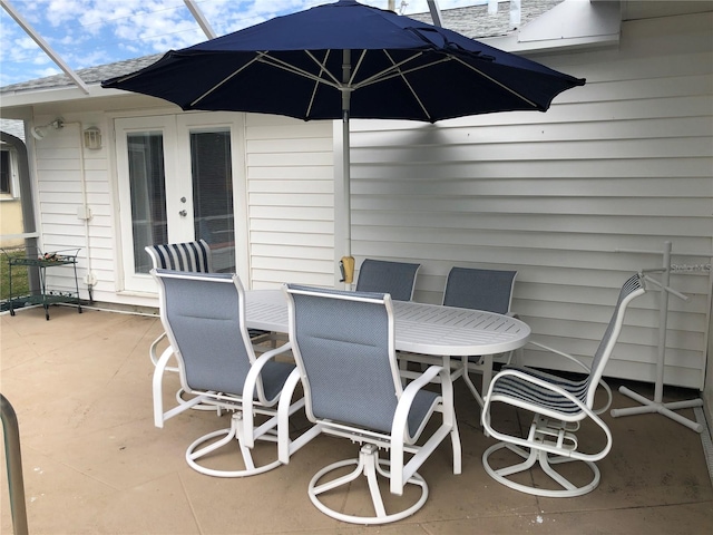 view of patio featuring french doors