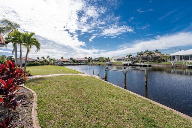 water view with a boat dock