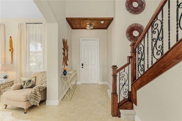 entrance foyer with light tile floors