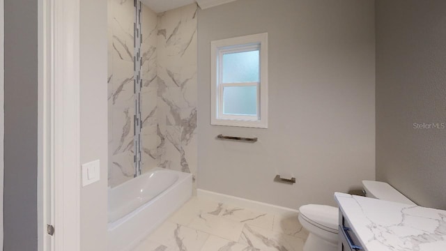 full bathroom with vanity, toilet, and shower / bathing tub combination