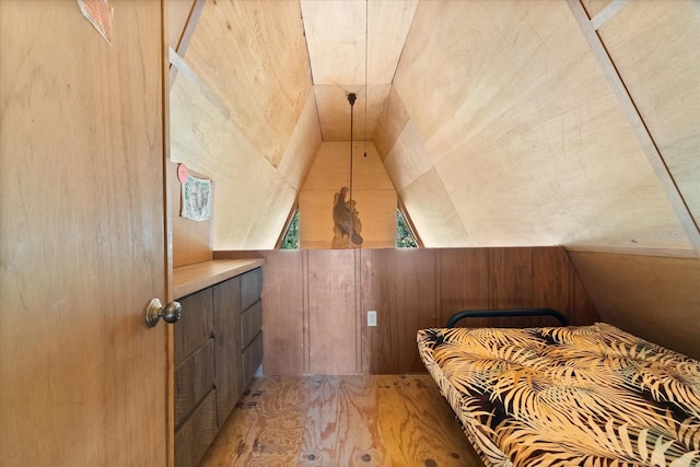 bedroom with vaulted ceiling