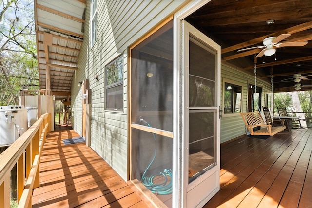 deck featuring ceiling fan