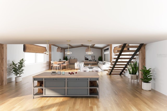 living room with light hardwood / wood-style floors