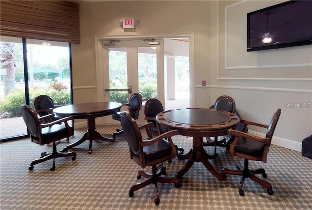 view of carpeted dining room