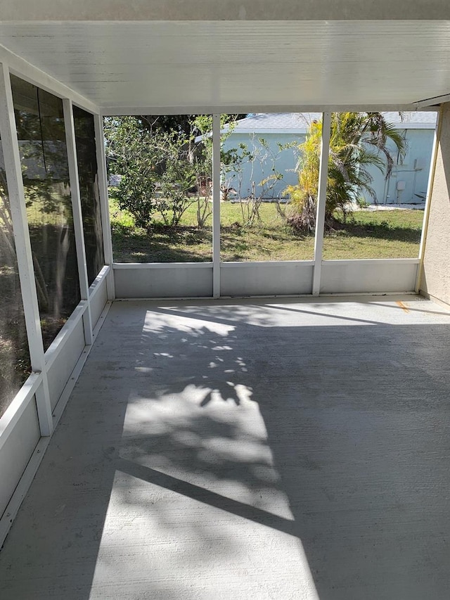 view of unfurnished sunroom