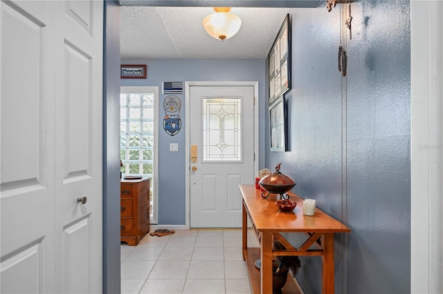 doorway with light tile patterned floors