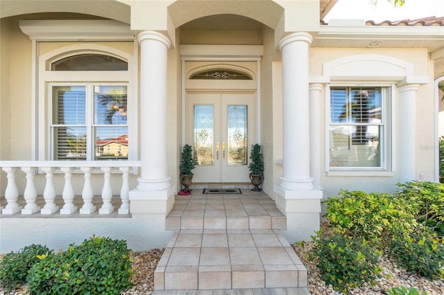 property entrance with french doors