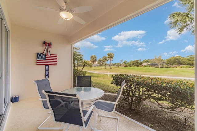 view of patio / terrace featuring ceiling fan