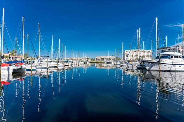 water view with a boat dock