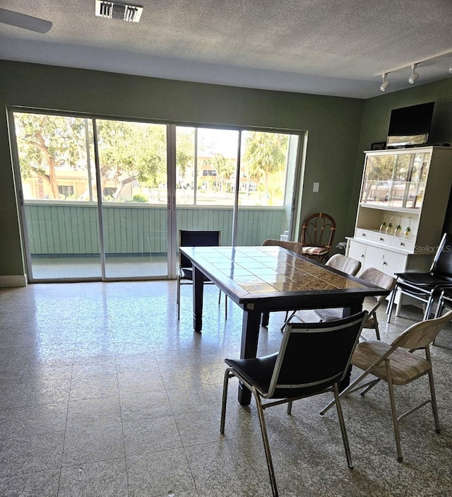 dining room featuring a textured ceiling