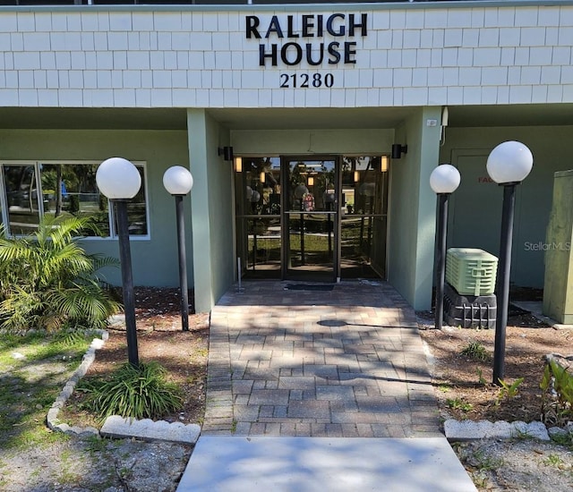 property entrance with french doors