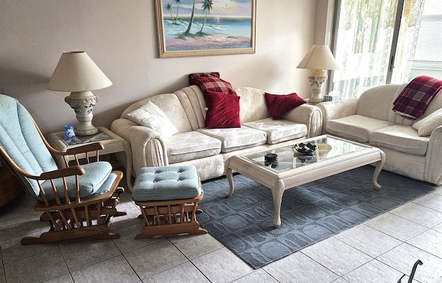 view of tiled living room