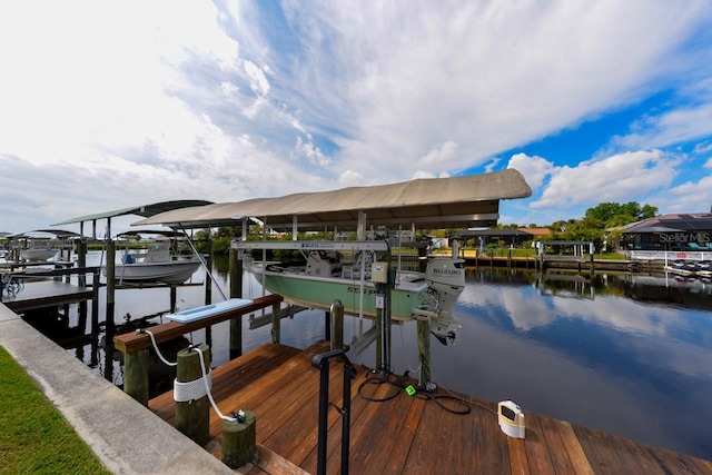 view of dock featuring a water view