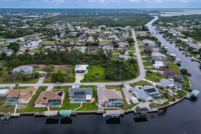 bird's eye view featuring a water view