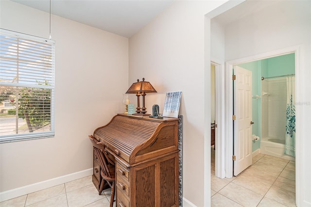 interior space featuring light tile patterned floors