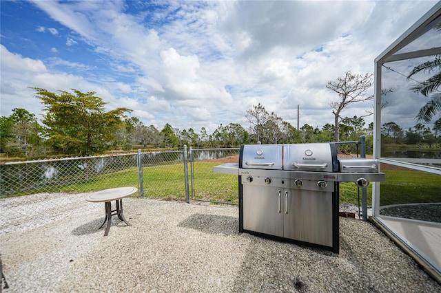 view of terrace featuring grilling area