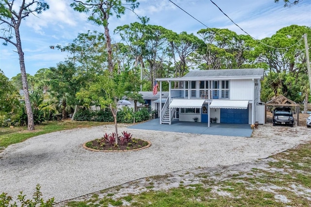 beach home featuring a garage