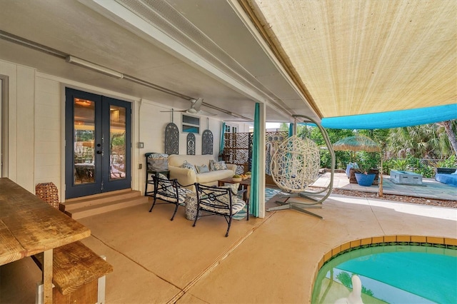 view of patio / terrace featuring french doors