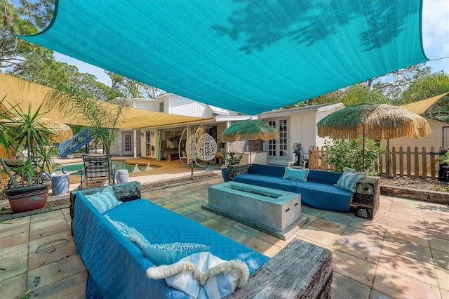 view of patio / terrace with outdoor lounge area and french doors