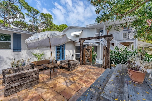 exterior space featuring a wooden deck