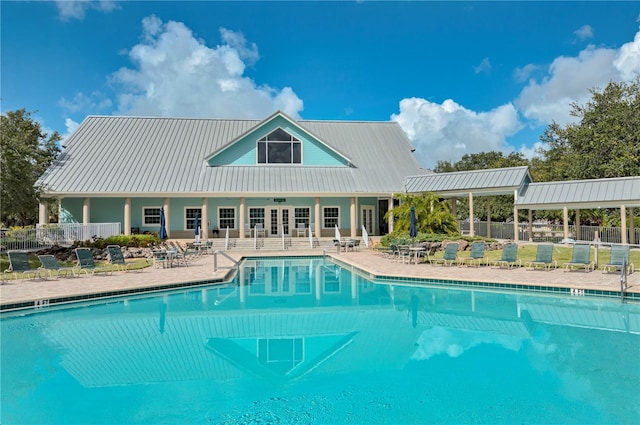 view of pool featuring a patio area