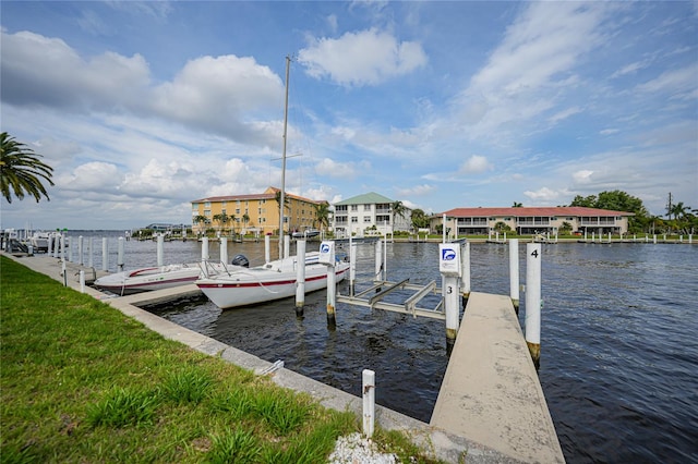 dock area with a water view