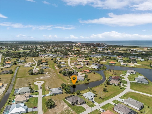 bird's eye view featuring a water view