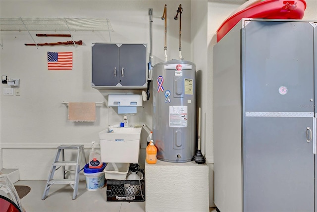 utilities featuring water heater and sink