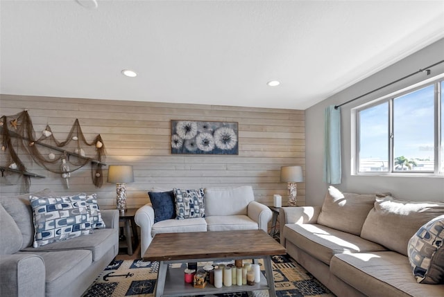 living area featuring recessed lighting