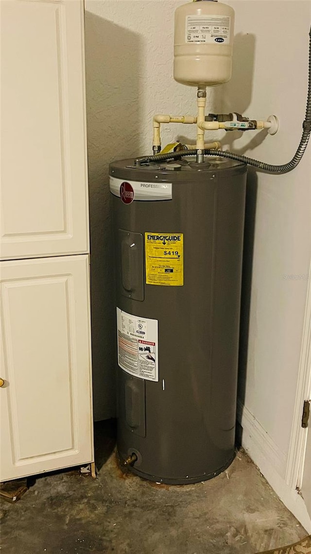 utility room featuring water heater