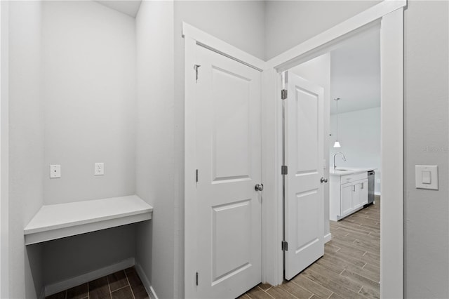 hallway with sink