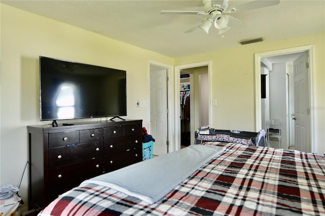 bedroom featuring a closet and ceiling fan