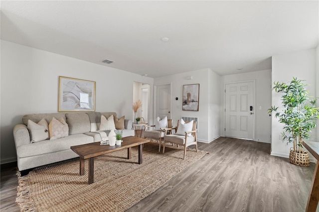 living room featuring light hardwood / wood-style floors