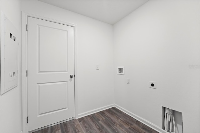 washroom featuring washer hookup, hookup for an electric dryer, and dark hardwood / wood-style flooring