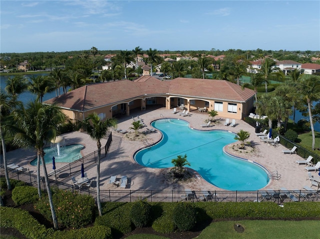 view of swimming pool with a patio