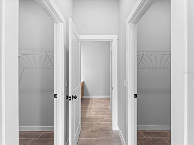 walk in closet featuring hardwood / wood-style flooring