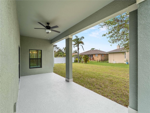 view of patio / terrace featuring ceiling fan