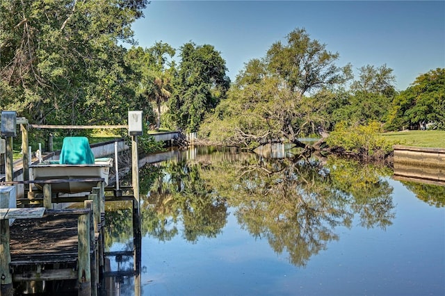 view of dock featuring a water view